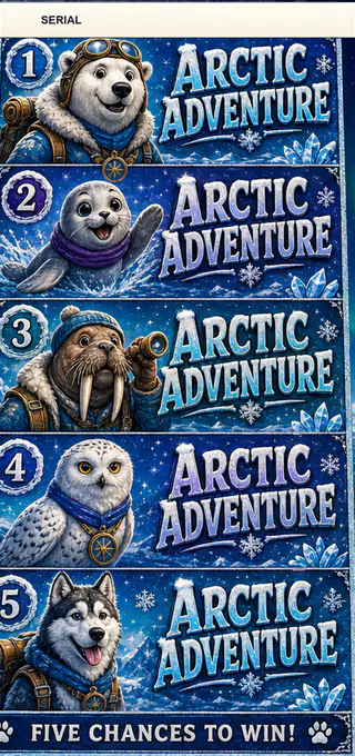 Arctic Adventure Jumbo Style Pull Tab Strip front