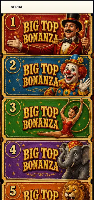 Big Top Bonanza Jumbo Style Pull Tab Strip front
