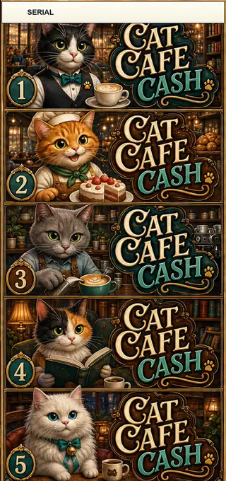 Cat Cafe Cash Jumbo Style Pull Tab Strip front