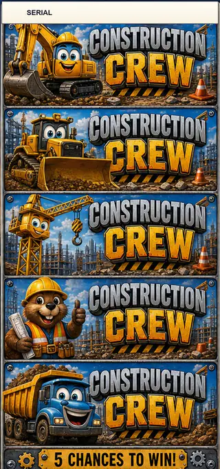 Construction Crew Jumbo Style Pull Tab Strip front