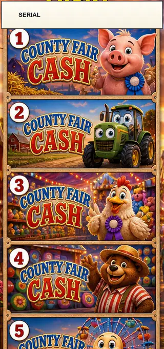 County Fair Cash Jumbo Style Pull Tab Strip front