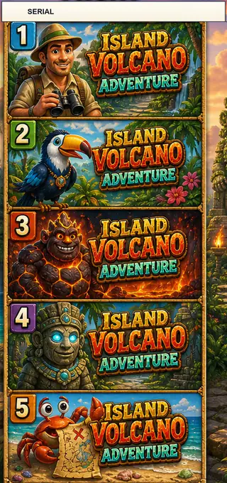 Island Volcano Adventure Jumbo Style Pull Tab Strip front