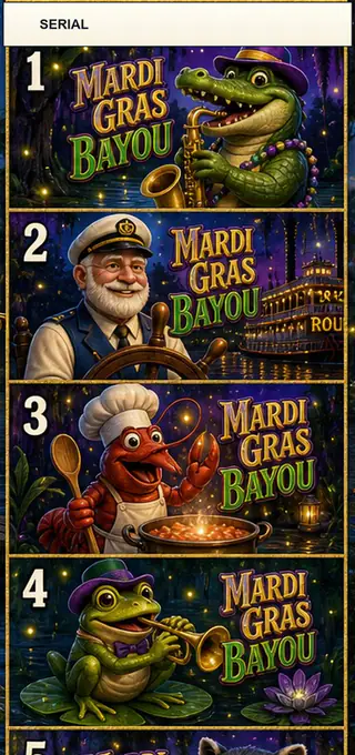Mardi Gras Bayou Jumbo Style Pull Tab Strip front