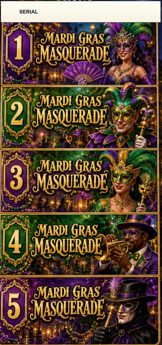 Mardi Gras Masquerade Jumbo Style Pull Tab Strip front