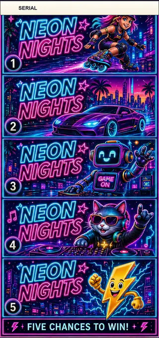 Neon Nights Jumbo Style Pull Tab Strip front