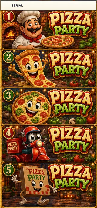 Pizza Party Jumbo Style Pull Tab Strip front