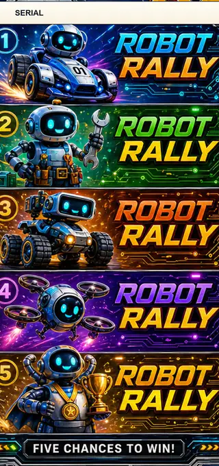 Robot Rally Jumbo Style Pull Tab Strip front