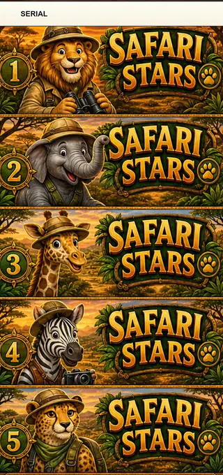 Safari Stars Jumbo Style Pull Tab Strip front
