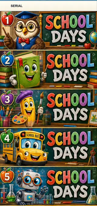 School Days Jumbo Style Pull Tab Strip front