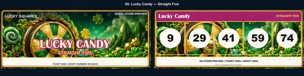Lucky Candy Straight Five front and back