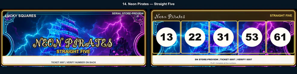 Neon Pirates Straight Five front and back