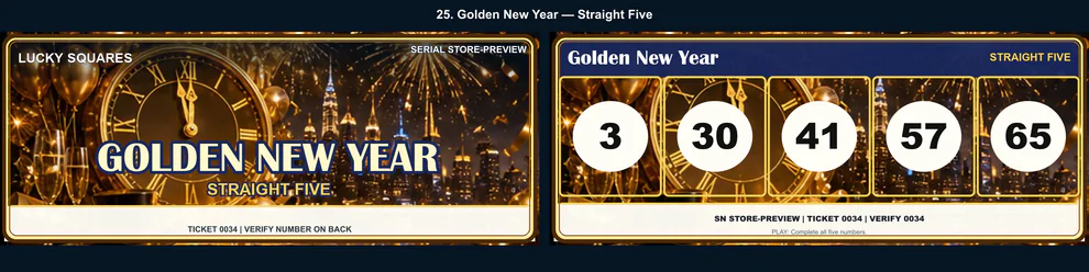 Golden New Year Straight Five front and back