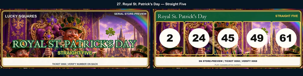 Royal St. Patrick's Day Straight Five front and back