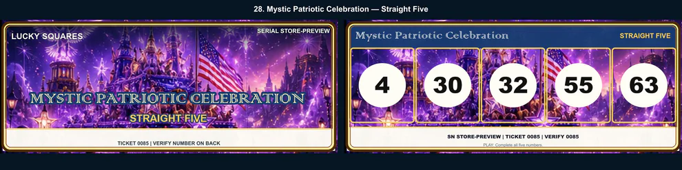 Mystic Patriotic Celebration Straight Five front and back
