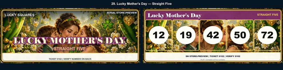 Lucky Mother's Day Straight Five front and back
