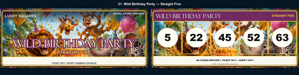 Wild Birthday Party Straight Five front and back