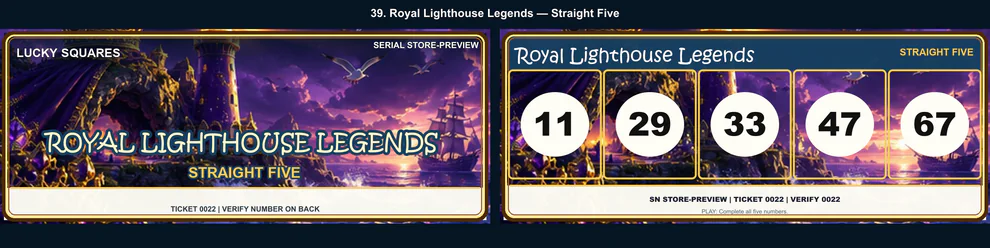 Royal Lighthouse Legends Straight Five front and back