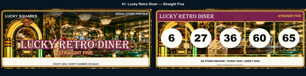 Lucky Retro Diner Straight Five front and back