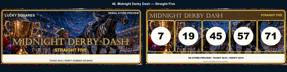 Midnight Derby Dash Straight Five front and back