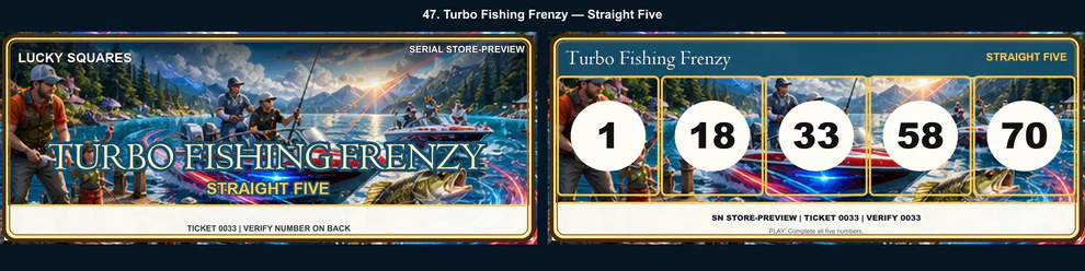 Turbo Fishing Frenzy Straight Five front and back