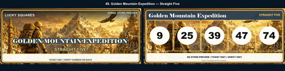 Golden Mountain Expedition Straight Five front and back
