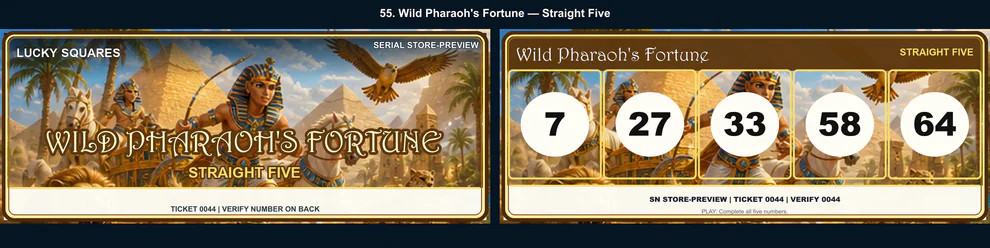 Wild Pharaoh's Fortune Straight Five front and back