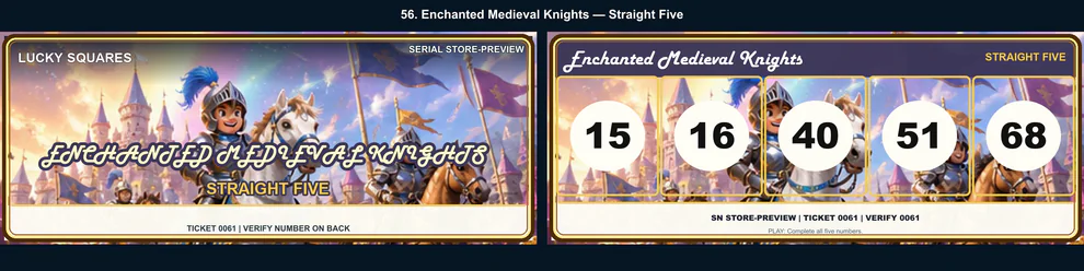 Enchanted Medieval Knights Straight Five front and back