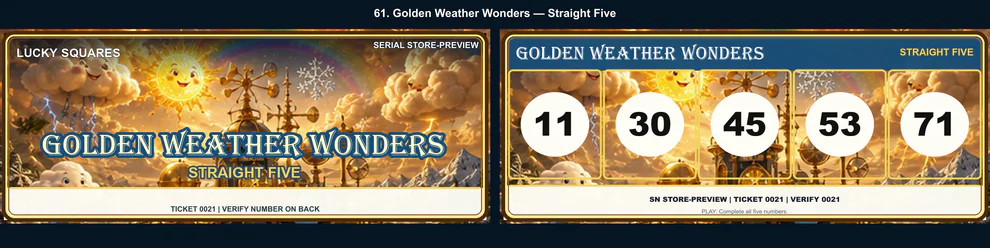 Golden Weather Wonders Straight Five front and back
