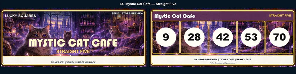 Mystic Cat Cafe Straight Five front and back