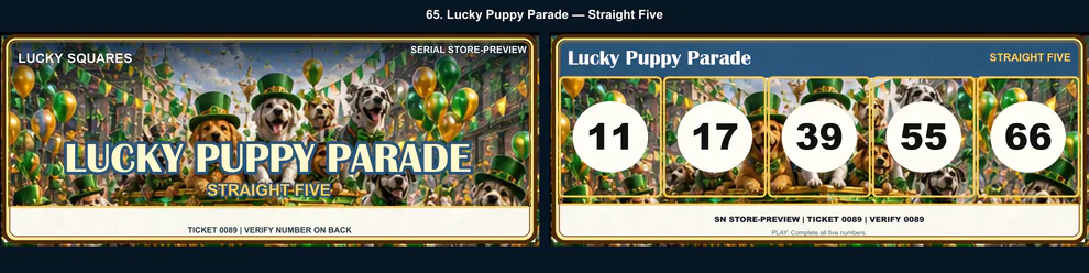 Lucky Puppy Parade Straight Five front and back