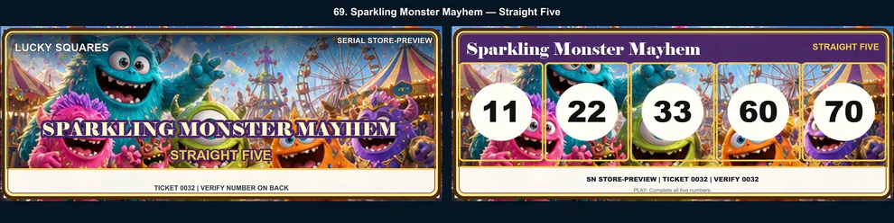 Sparkling Monster Mayhem Straight Five front and back