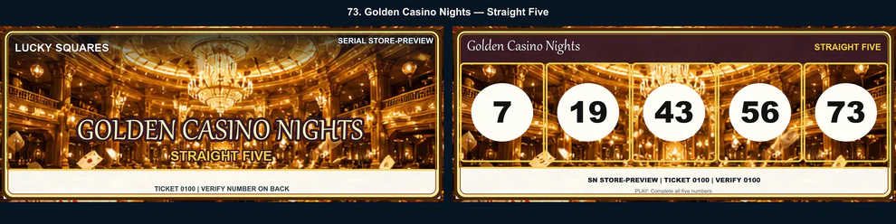 Golden Casino Nights Straight Five front and back