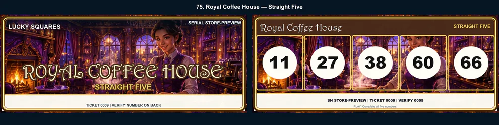 Royal Coffee House Straight Five front and back