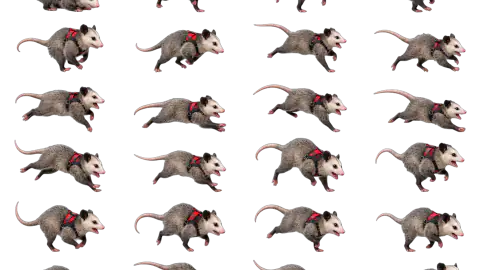 Opossum race-theme artwork