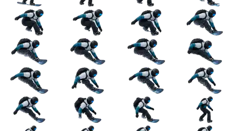Snowboarder race-theme artwork