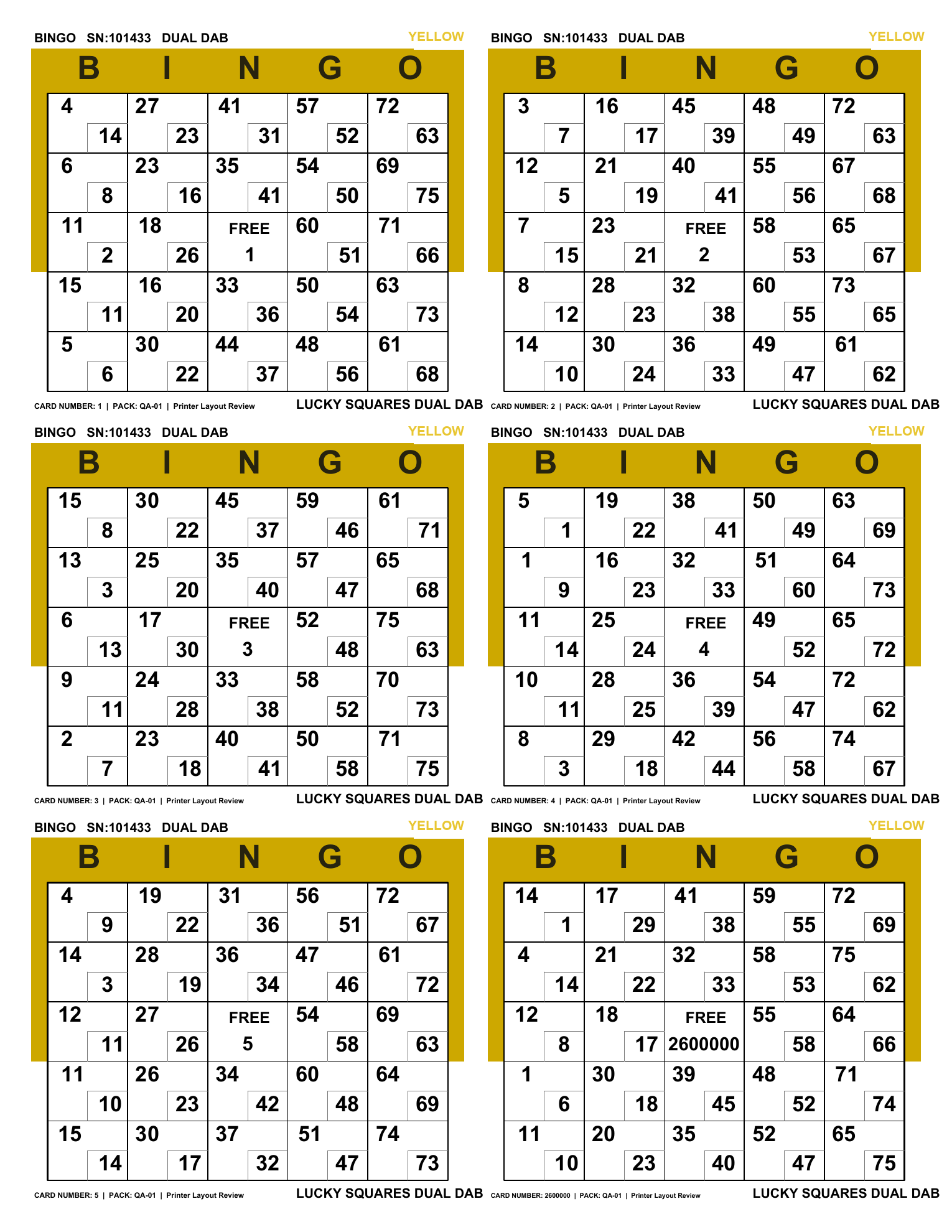 Real static Yellow Dual Dab printed paper example