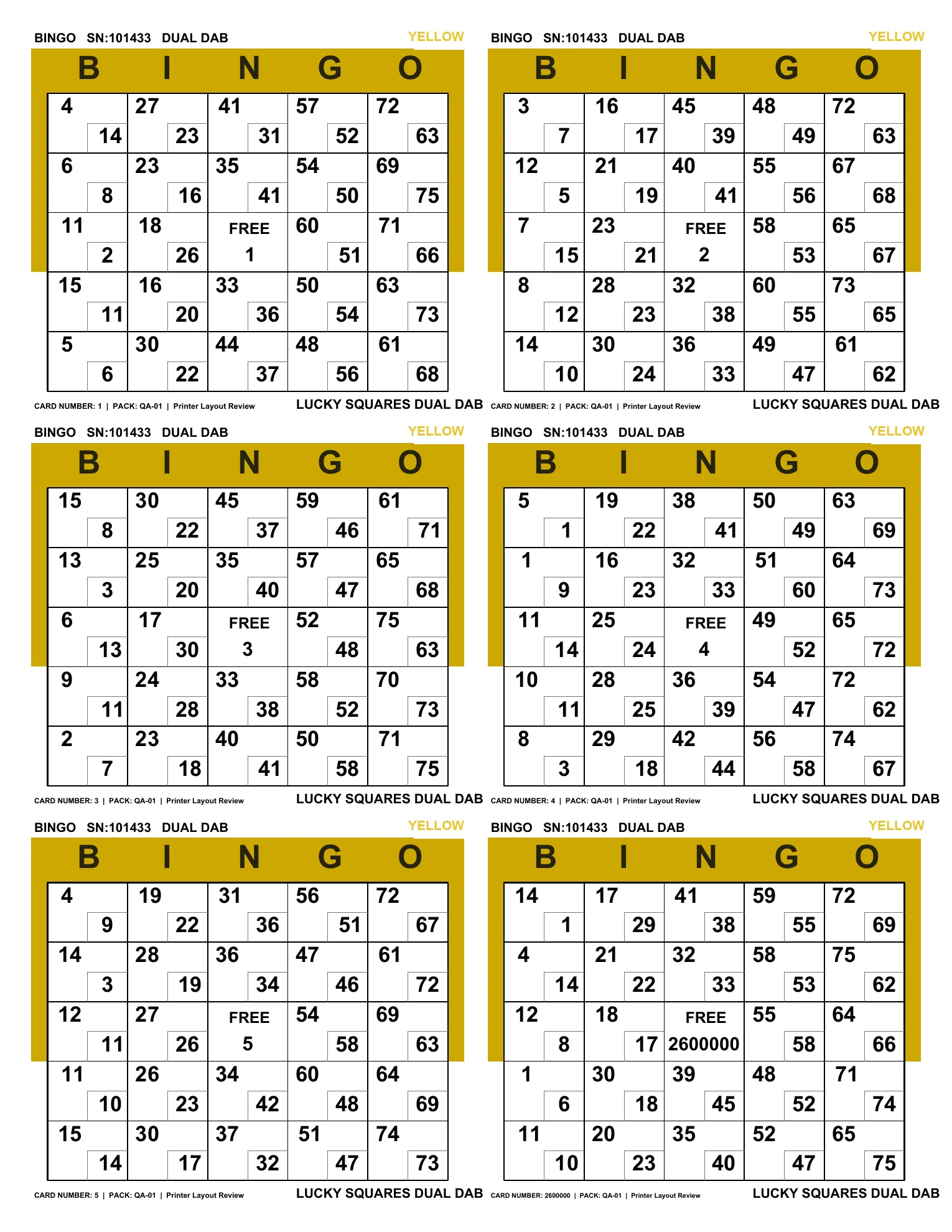 Real static Yellow Dual Dab printed paper example
