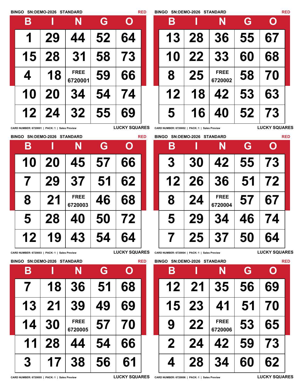 Real red Lucky Squares six-on paper