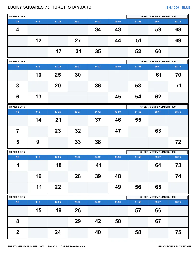 75 Ticket real printed example