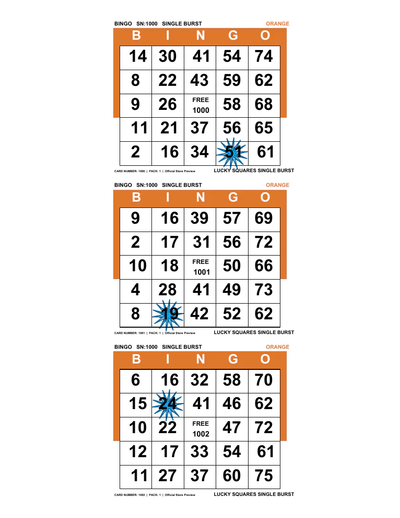 Lucky Squares Burst real printed example
