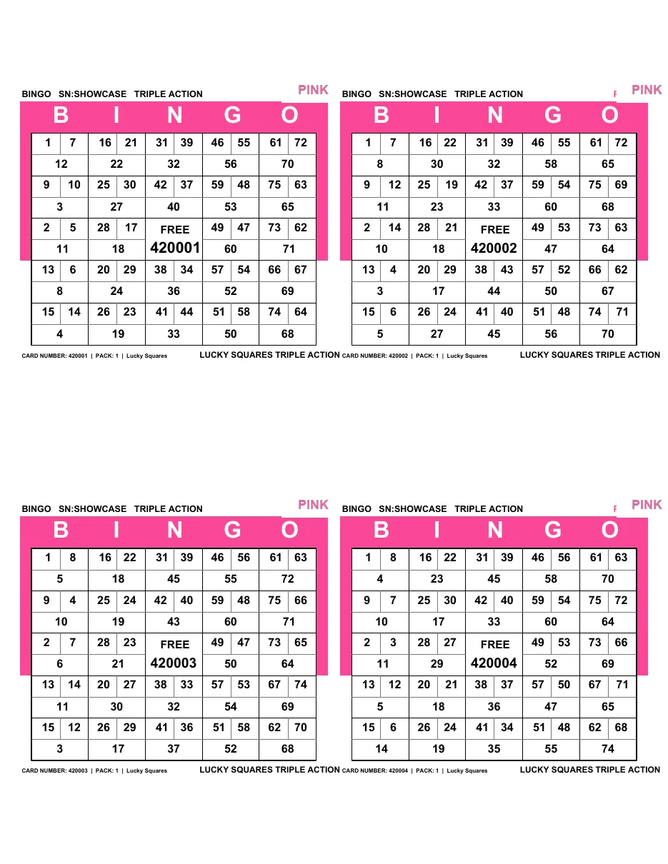 Real static Pink Triple Action printed paper example